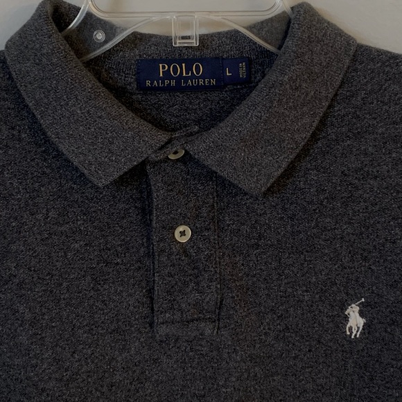 Polo by Ralph Lauren Logo Cotton Collared SS 2-Button Shirt Dark Gray Men’s L - Picture 7 of 7